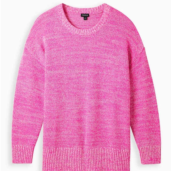 TORRID DROP SHOULDER PULLOVER SWEATER  - ACRYLIC PINK - Picture 2 of 4